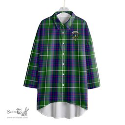 ScotsTee Shop Scottish MacIntyre Hunting Modern Clan Crest Tartan Womens Elbow Sleeve Chiffon Shirt