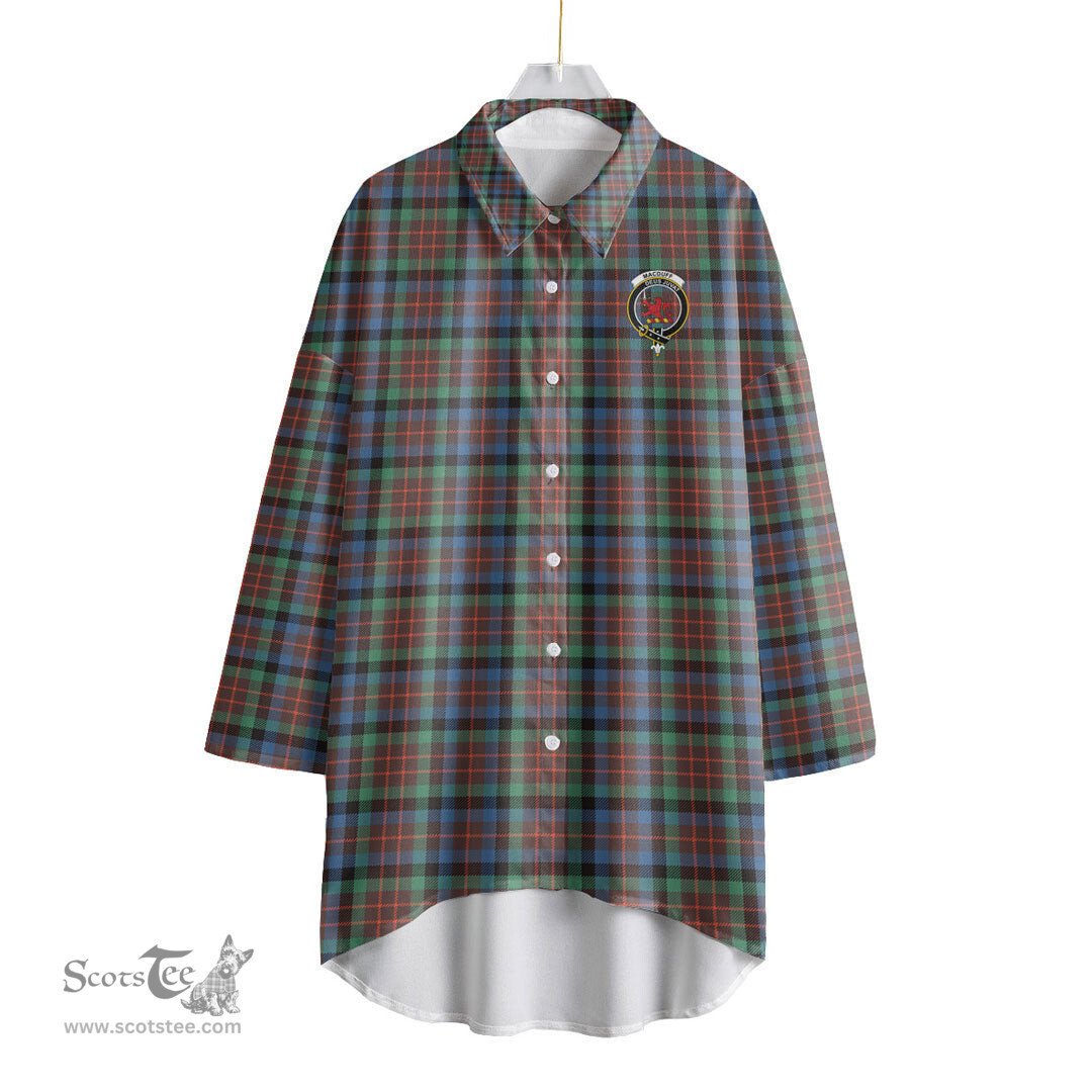 ScotsTee Shop Scottish MacDuff Hunting Ancient Clan Crest Tartan Womens Elbow Sleeve Chiffon Shirt