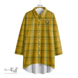 ScotsTee Shop Scottish Houston Clan Crest Tartan Womens Elbow Sleeve Chiffon Shirt