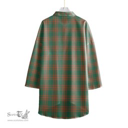 ScotsTee Shop Scottish Menzies Green Ancient Clan Crest Tartan Womens Elbow Sleeve Chiffon Shirt
