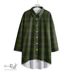 ScotsTee Shop Scottish MacLean Hunting Clan Tartan Womens Elbow Sleeve Chiffon Shirt