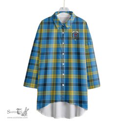 ScotsTee Shop Scottish Laing Clan Crest Tartan Womens Elbow Sleeve Chiffon Shirt