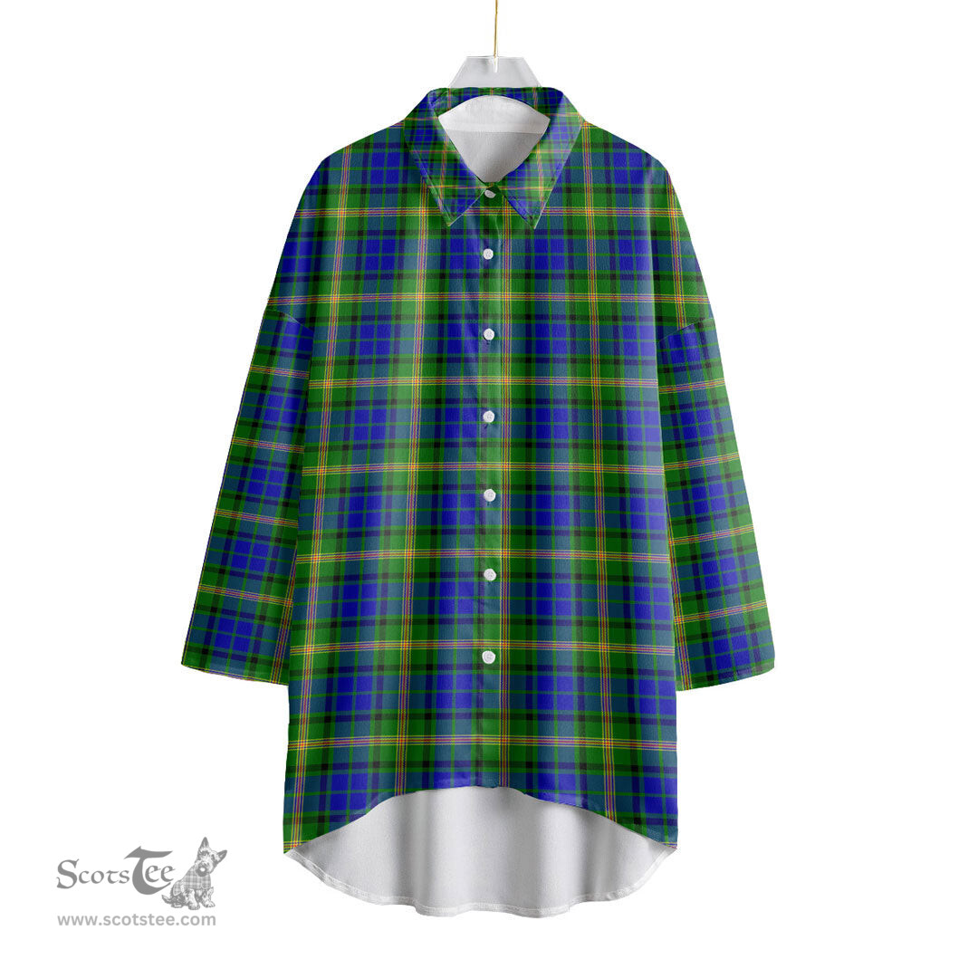 ScotsTee Shop Scottish Maitland Clan Tartan Womens Elbow Sleeve Chiffon Shirt