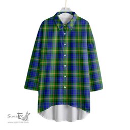 ScotsTee Shop Scottish Maitland Clan Tartan Womens Elbow Sleeve Chiffon Shirt