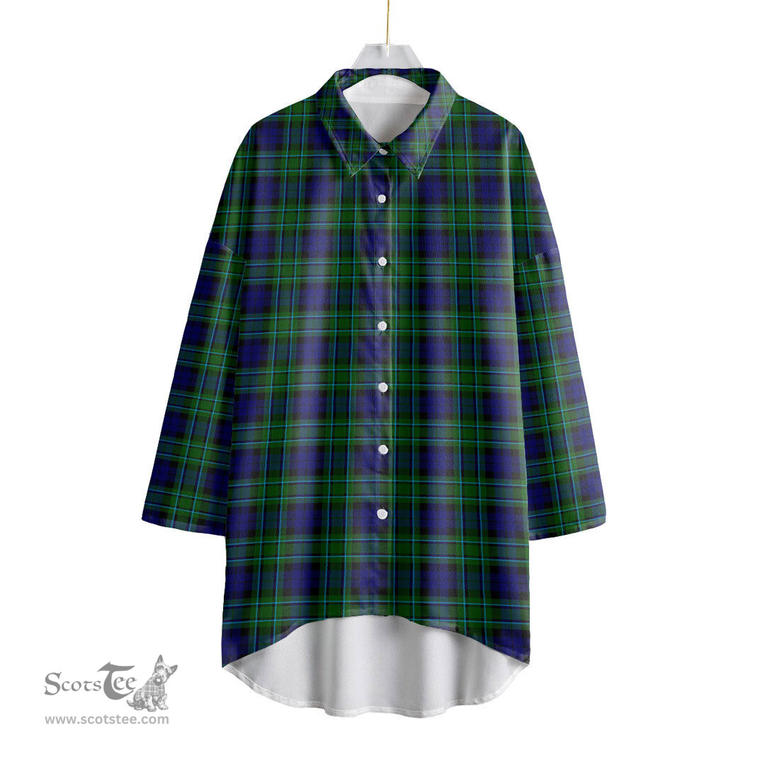 ScotsTee Shop Scottish MacCallum Modern Clan Tartan Womens Elbow Sleeve Chiffon Shirt