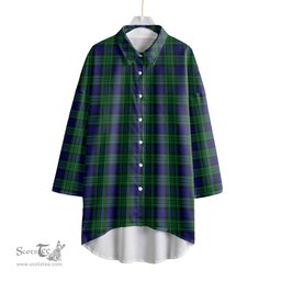 ScotsTee Shop Scottish MacCallum Modern Clan Tartan Womens Elbow Sleeve Chiffon Shirt