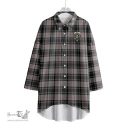ScotsTee Shop Scottish Moffat Modern Clan Crest Tartan Womens Elbow Sleeve Chiffon Shirt