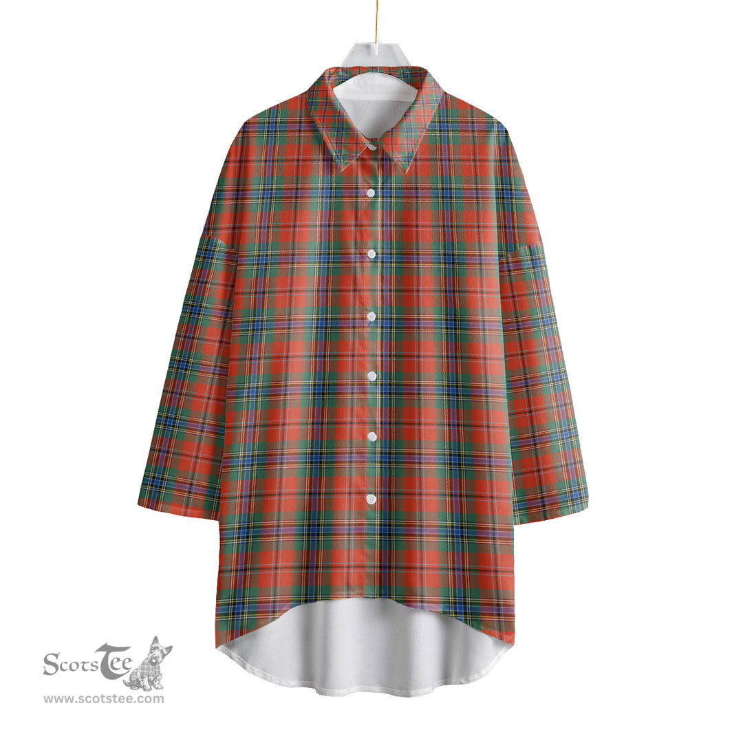 ScotsTee Shop Scottish MacLean of Duart Ancient Clan Tartan Womens Elbow Sleeve Chiffon Shirt
