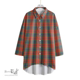 ScotsTee Shop Scottish MacLean of Duart Ancient Clan Tartan Womens Elbow Sleeve Chiffon Shirt