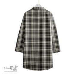 ScotsTee Shop Scottish Menzies Black White Ancient Clan Crest Tartan Womens Elbow Sleeve Chiffon Shirt