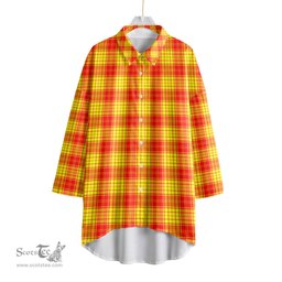 ScotsTee Shop Scottish MacLeod of Raasay Clan Tartan Womens Elbow Sleeve Chiffon Shirt
