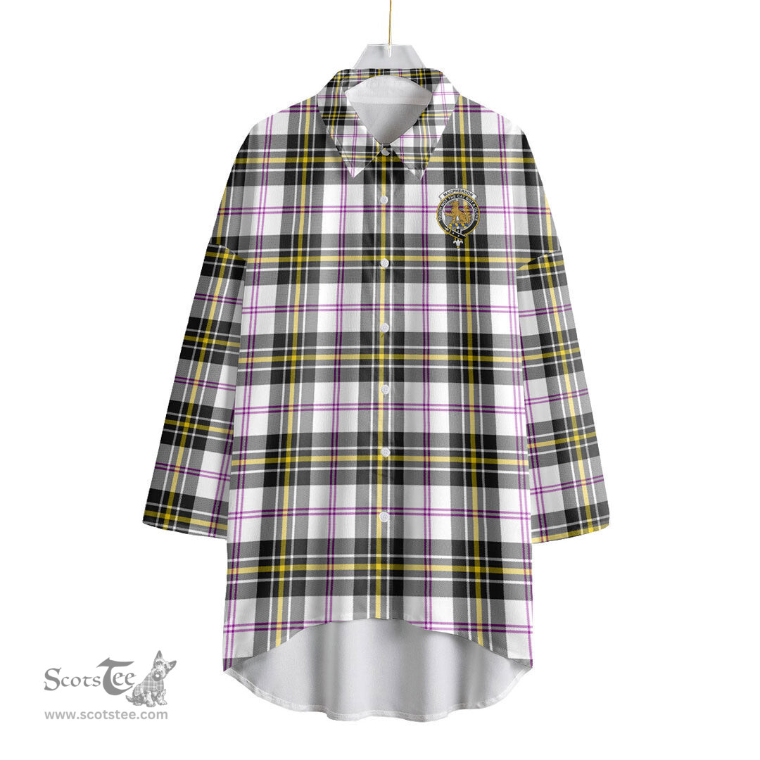 ScotsTee Shop Scottish MacPherson Dress Modern Clan Crest Tartan Womens Elbow Sleeve Chiffon Shirt