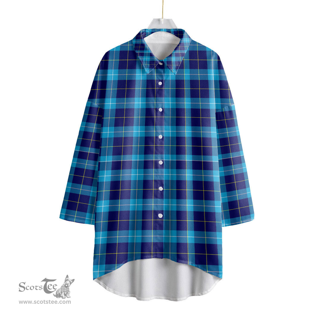 ScotsTee Shop Scottish MacSporran Ancient Clan Tartan Womens Elbow Sleeve Chiffon Shirt