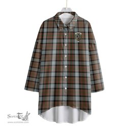 ScotsTee Shop Scottish MacLaren Weathered Clan Crest Tartan Womens Elbow Sleeve Chiffon Shirt