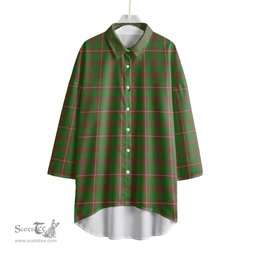 ScotsTee Shop Scottish MacKinnon Hunting Modern Clan Tartan Womens Elbow Sleeve Chiffon Shirt
