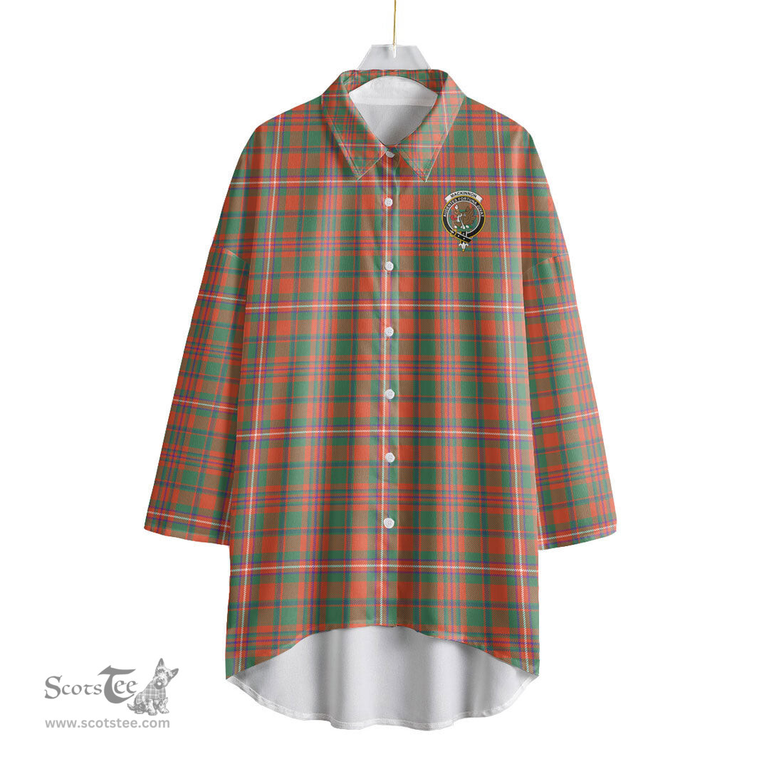 ScotsTee Shop Scottish MacKinnon Ancient Clan Crest Tartan Womens Elbow Sleeve Chiffon Shirt