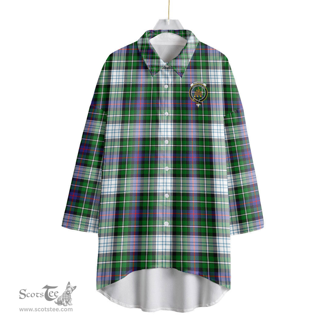 ScotsTee Shop Scottish MacKenzie Dress Modern Clan Crest Tartan Womens Elbow Sleeve Chiffon Shirt