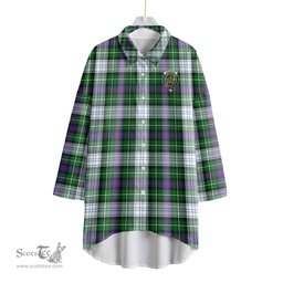 ScotsTee Shop Scottish MacKenzie Dress Modern Clan Crest Tartan Womens Elbow Sleeve Chiffon Shirt