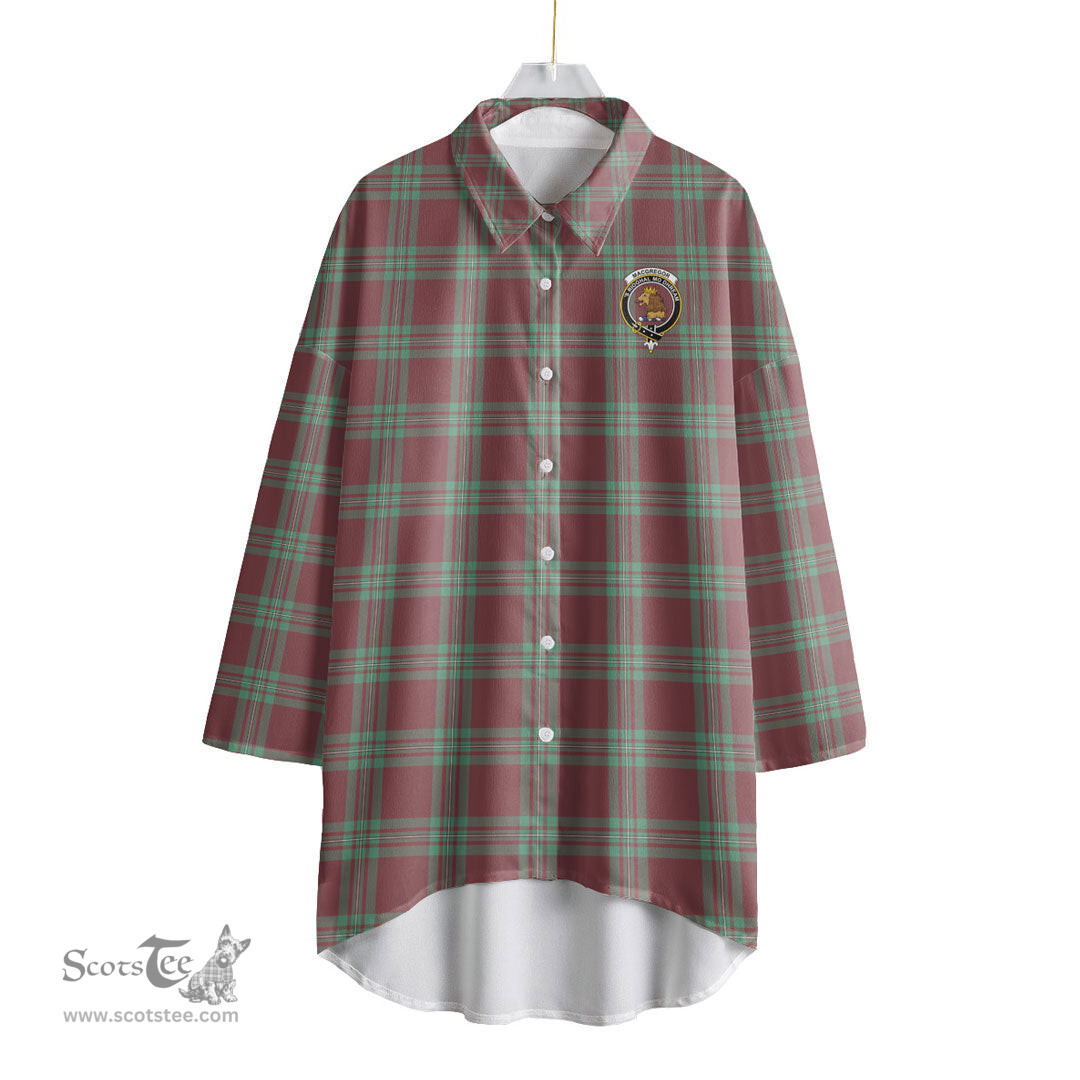 ScotsTee Shop Scottish MacGregor Hunting Ancient Clan Crest Tartan Womens Elbow Sleeve Chiffon Shirt