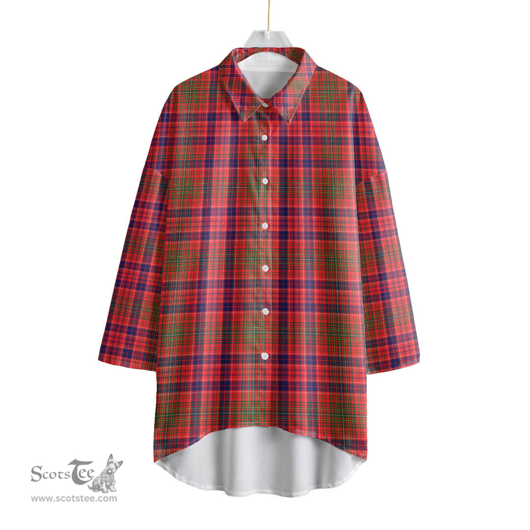 ScotsTee Shop Scottish Lumsden Modern Clan Tartan Womens Elbow Sleeve Chiffon Shirt
