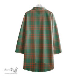 ScotsTee Shop Scottish Menzies Green Ancient Clan Tartan Womens Elbow Sleeve Chiffon Shirt