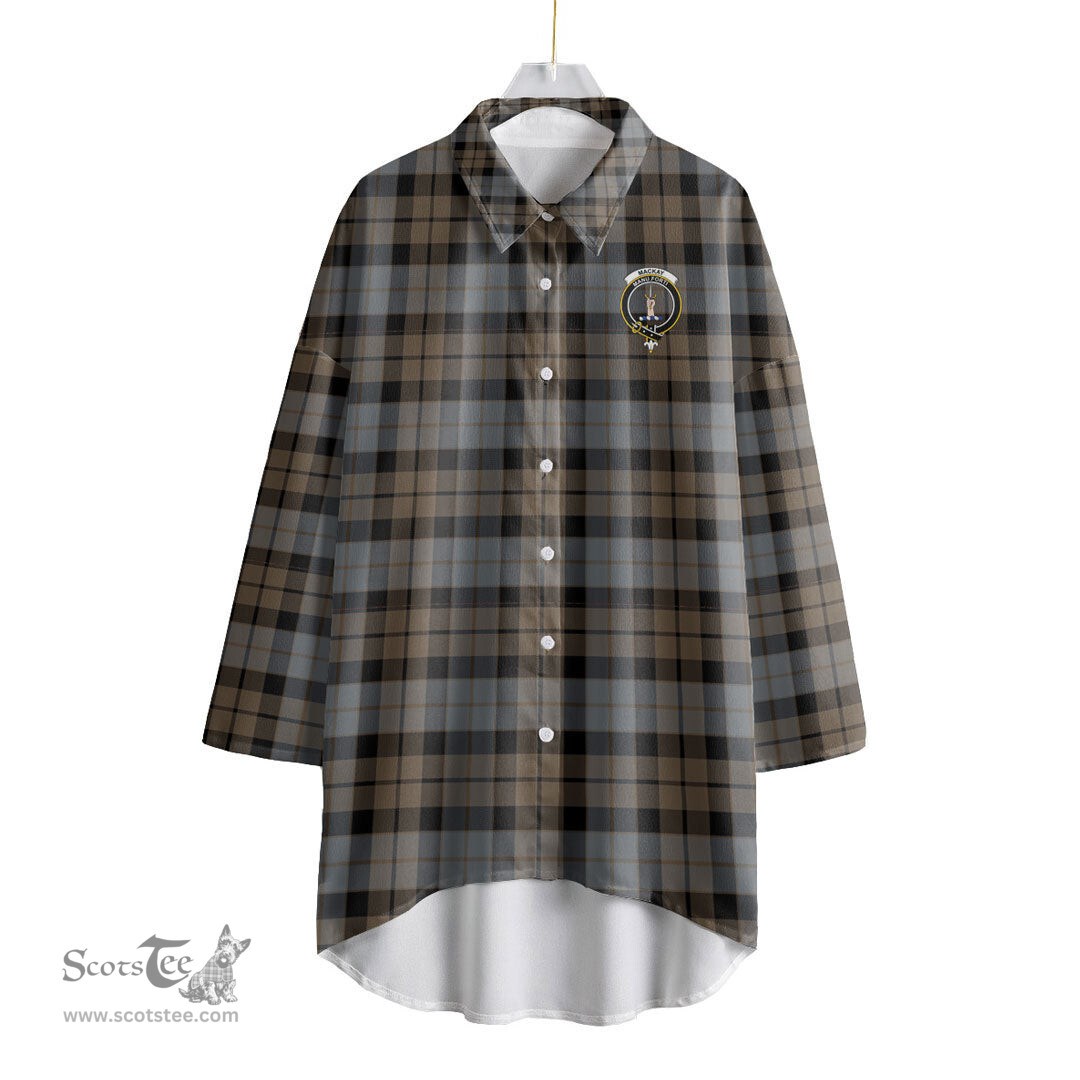 ScotsTee Shop Scottish MacKay Weathered Clan Crest Tartan Womens Elbow Sleeve Chiffon Shirt