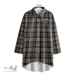 ScotsTee Shop Scottish MacKay Weathered Clan Crest Tartan Womens Elbow Sleeve Chiffon Shirt