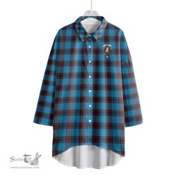 ScotsTee Shop Scottish Home Ancient Clan Crest Tartan Womens Elbow Sleeve Chiffon Shirt
