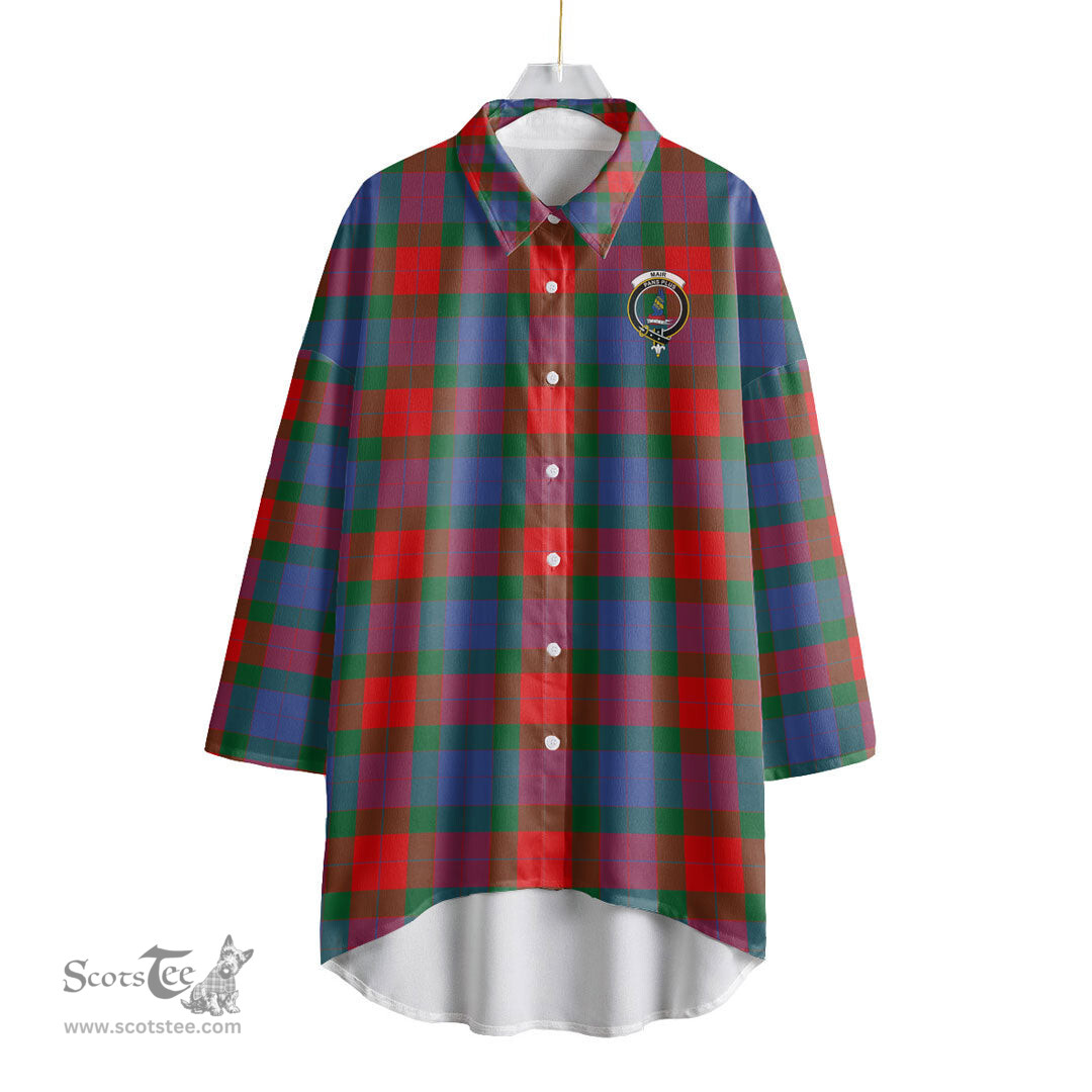 ScotsTee Shop Scottish Mar Clan Crest Tartan Womens Elbow Sleeve Chiffon Shirt