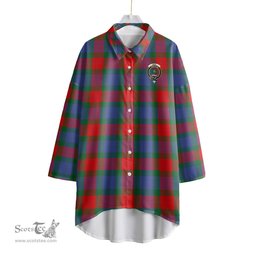 ScotsTee Shop Scottish Mar Clan Crest Tartan Womens Elbow Sleeve Chiffon Shirt