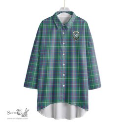 ScotsTee Shop Scottish Inglis Ancient Clan Crest Tartan Womens Elbow Sleeve Chiffon Shirt