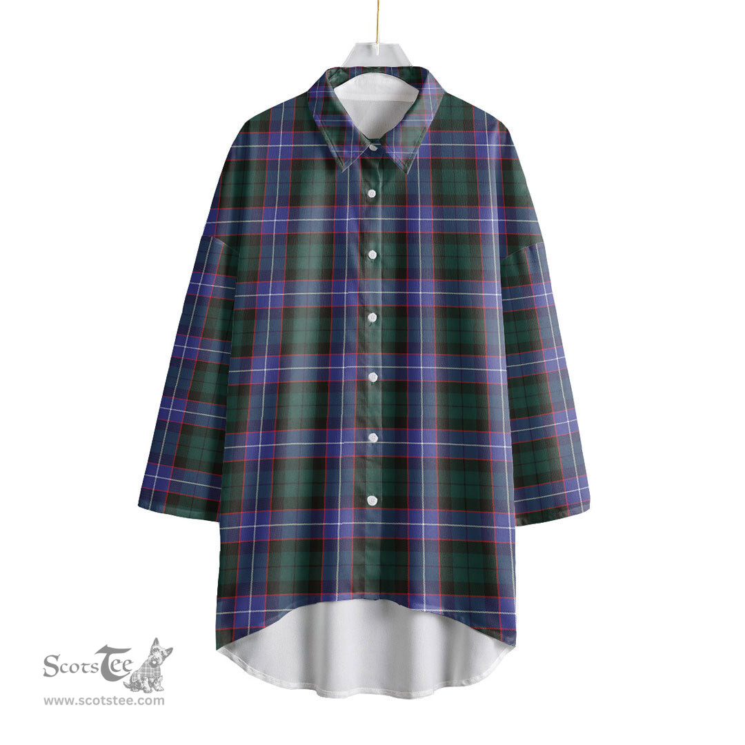 ScotsTee Shop Scottish Hunter Modern Clan Tartan Womens Elbow Sleeve Chiffon Shirt