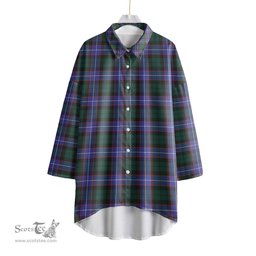 ScotsTee Shop Scottish Hunter Modern Clan Tartan Womens Elbow Sleeve Chiffon Shirt