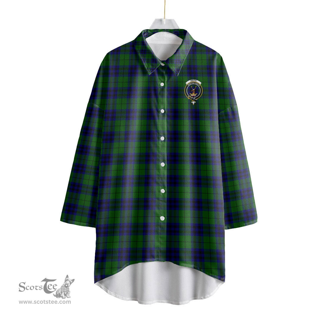 ScotsTee Shop Scottish Keith Modern Clan Crest Tartan Womens Elbow Sleeve Chiffon Shirt