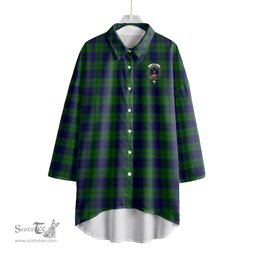 ScotsTee Shop Scottish Keith Modern Clan Crest Tartan Womens Elbow Sleeve Chiffon Shirt