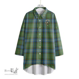 ScotsTee Shop Scottish MacMillan Hunting Ancient Clan Crest Tartan Womens Elbow Sleeve Chiffon Shirt