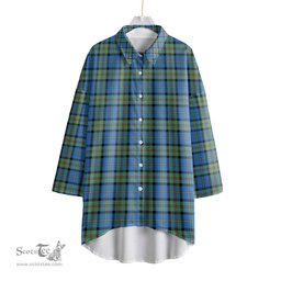ScotsTee Shop Scottish MacLeod of Harris Ancient Clan Tartan Womens Elbow Sleeve Chiffon Shirt