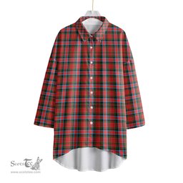ScotsTee Shop Scottish MacDuff Modern Clan Tartan Womens Elbow Sleeve Chiffon Shirt