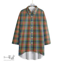 ScotsTee Shop Scottish Wilson Ancient Clan Tartan Womens Elbow Sleeve Chiffon Shirt