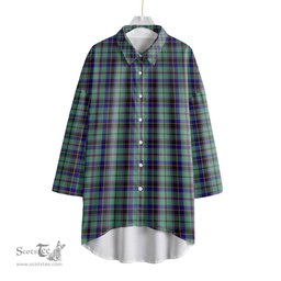 ScotsTee Shop Scottish Stevenson Clan Tartan Womens Elbow Sleeve Chiffon Shirt