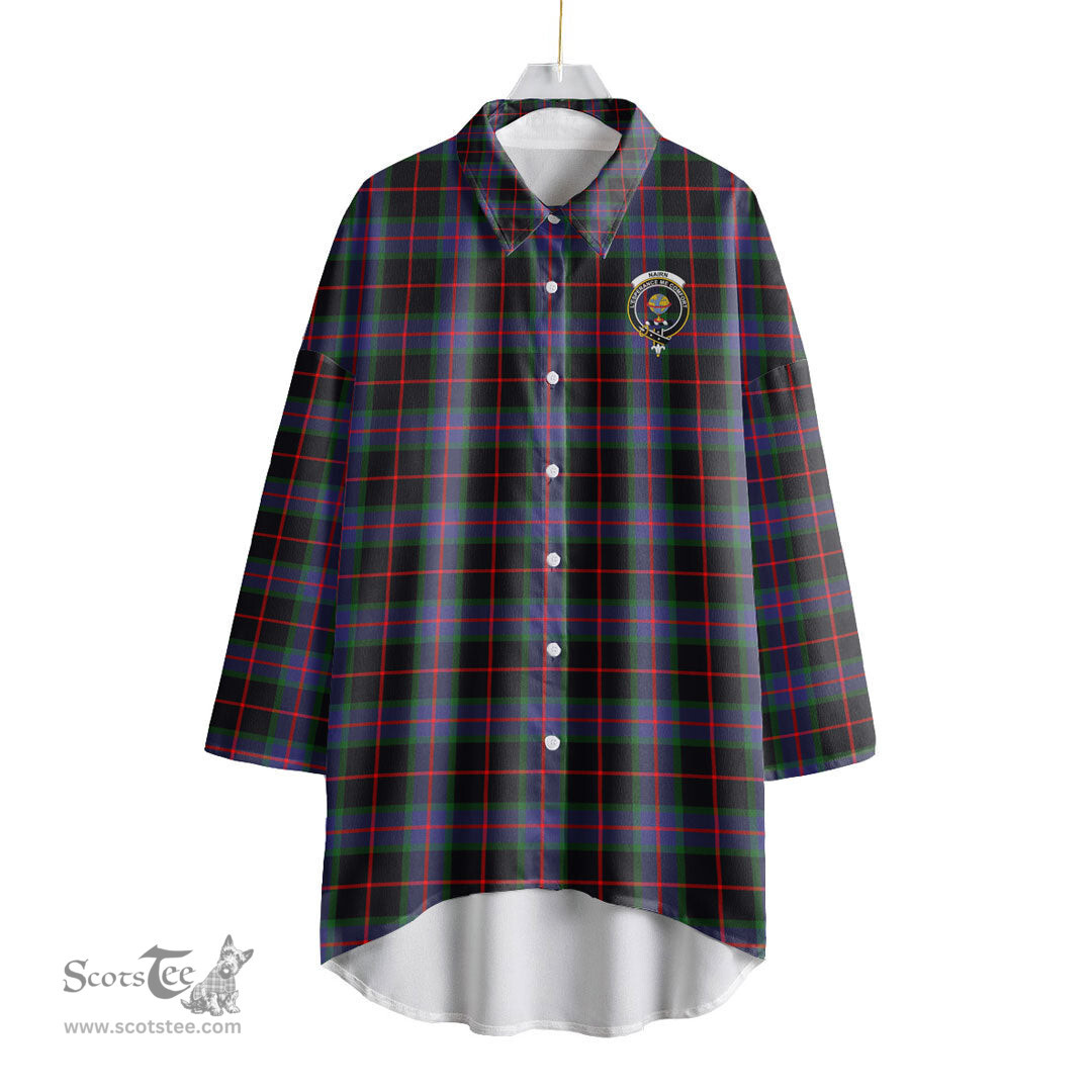 ScotsTee Shop Scottish Nairn Clan Crest Tartan Womens Elbow Sleeve Chiffon Shirt