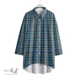 ScotsTee Shop Scottish Weir Ancient Clan Tartan Womens Elbow Sleeve Chiffon Shirt