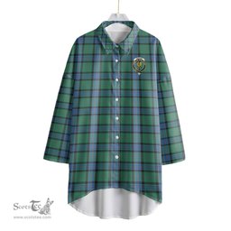 ScotsTee Shop Scottish Sinclair Hunting Ancient Clan Crest Tartan Womens Elbow Sleeve Chiffon Shirt
