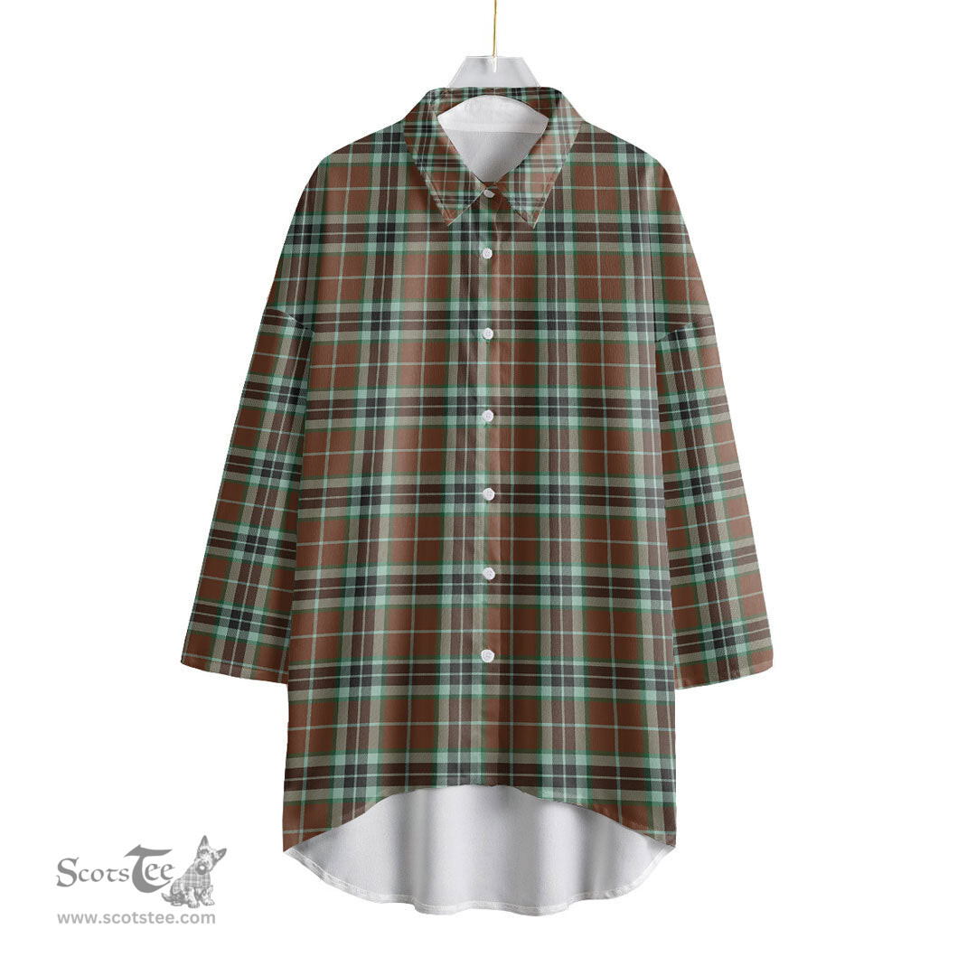ScotsTee Shop Scottish Thomson Hunting Modern Clan Tartan Womens Elbow Sleeve Chiffon Shirt