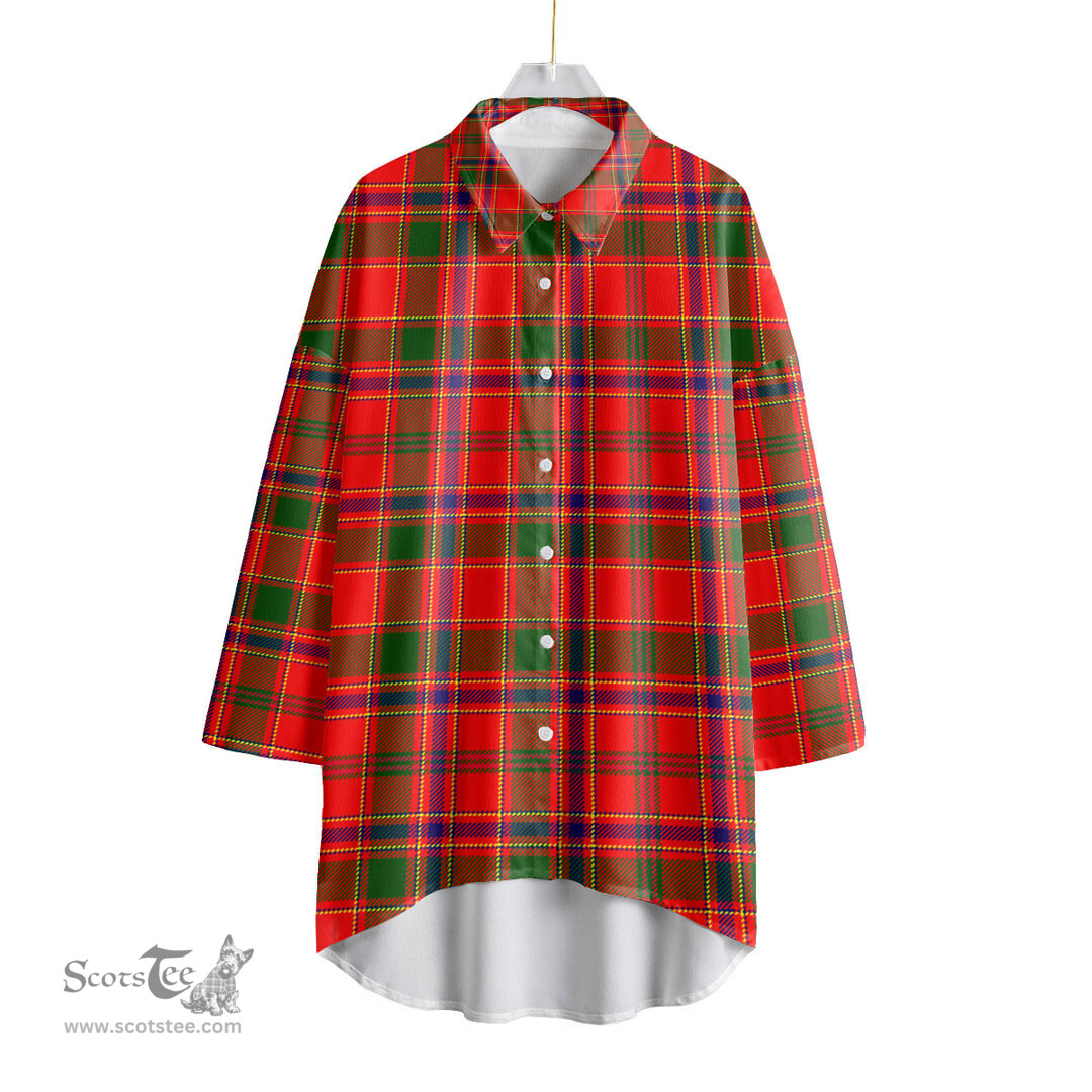 ScotsTee Shop Scottish Munro Modern Clan Tartan Womens Elbow Sleeve Chiffon Shirt