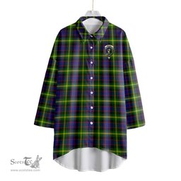 ScotsTee Shop Scottish Watson Modern Clan Crest Tartan Womens Elbow Sleeve Chiffon Shirt