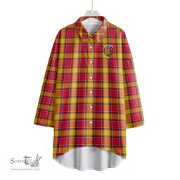 ScotsTee Shop Scottish Scrymgeour Clan Crest Tartan Womens Elbow Sleeve Chiffon Shirt