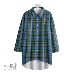 ScotsTee Shop Scottish Robertson Hunting Ancient Clan Crest Tartan Womens Elbow Sleeve Chiffon Shirt