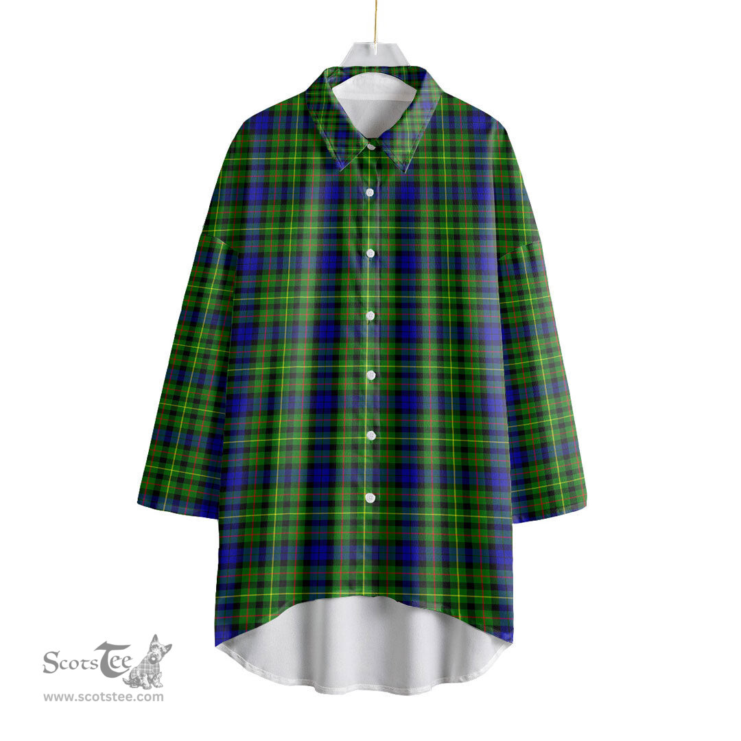 ScotsTee Shop Scottish Rollo Modern Clan Tartan Womens Elbow Sleeve Chiffon Shirt