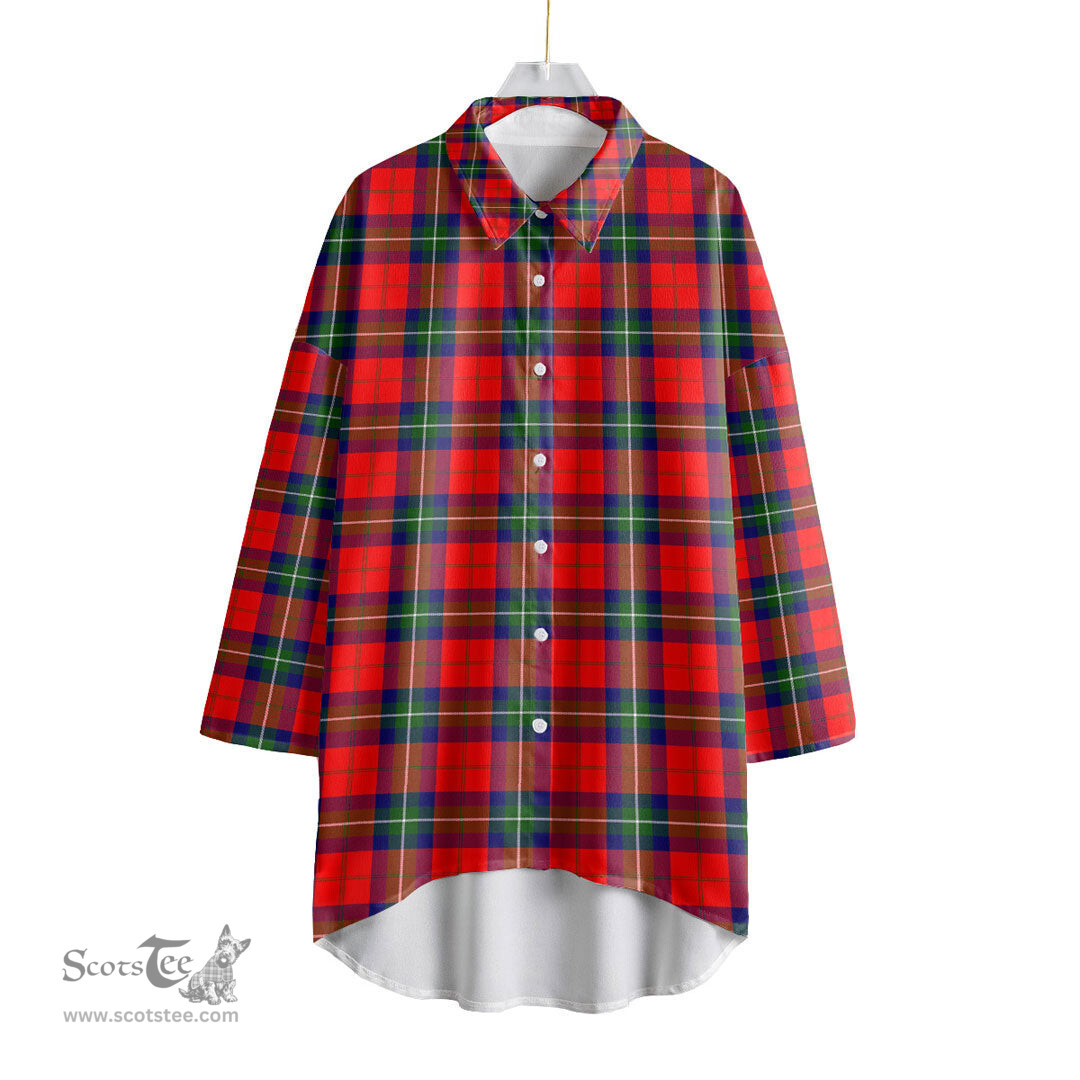ScotsTee Shop Scottish Ruthven Modern Clan Tartan Womens Elbow Sleeve Chiffon Shirt
